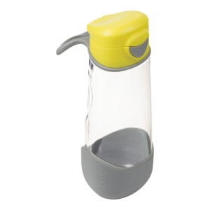 Cană din Tritan cu cioc de silicon, 600 ml, cu capac automat, +3 ani, galben cu gri, B.Box