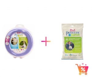 PACHET PROMO - Olita portabila culoarea lila Potette Plus + Pungi biodegradabile de unica folosinta - 30 buc/set