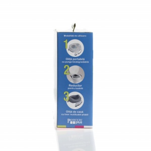 Potette Plus, Pachet Olita portabila, liner, 10 pungi biodegradabile, 700g, 14 luni+, roz+alb