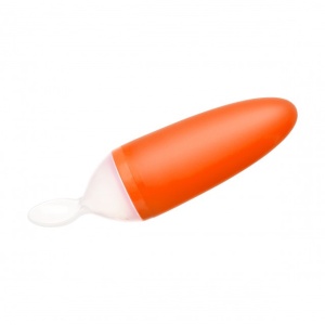 PACHET PROMO - Lingurita SQUIRT cu rezervor culoare portocaliu + CATCH BOWL - castron cu sistem antistropire albastru+ verde