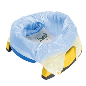 PACHET PROMO - Olita portabila culoarea albastra Potette Plus + Pungi biodegradabile de unica folosinta - 30 buc/set