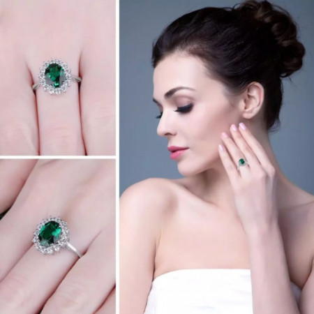 INEL ARGINT CU Zirconiu --VERDE SAPPHIRE-- arg289