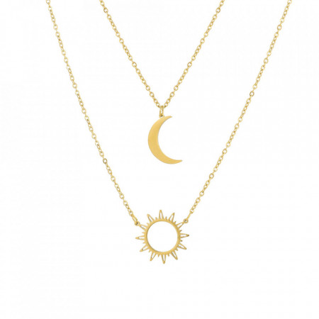 Lantisor Inox Auriu Soare si Luna- N1500
