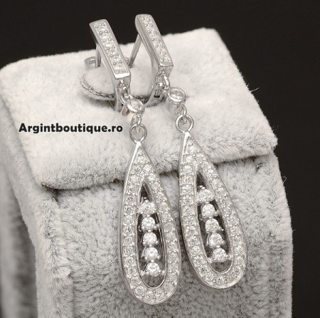 Cercei Din Argint Clear Sapphire cod ARG106