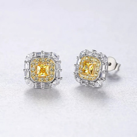 Cercei ARGINT Yellow Crystal Patrat Boho Jewelry Arg398C