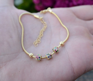 Bratara din Argint 925 model Bile Multifatetate -GOLD- MULTICOLOR ARG21A