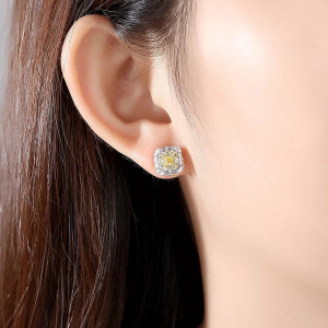 Cercei ARGINT Yellow Crystal Patrat Boho Jewelry Arg398C