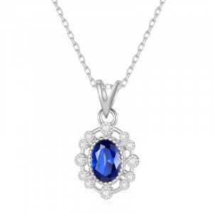 Colier Din Argint Blue SAPPHIRE Arg390NA