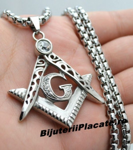 LANT CU PANDANTIV INOX - FRANCMASONERIE - PATINAT ARTIFICIAL LC12