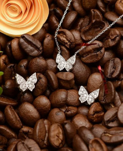 Set cercei si pandantiv argint 925 cu fluturasi Set368B