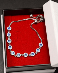 Bratara din argint Blue Eye Crystal Link ARG277C