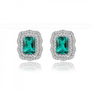 Cercei ARGINT Green Crystal Luxury Arg01X