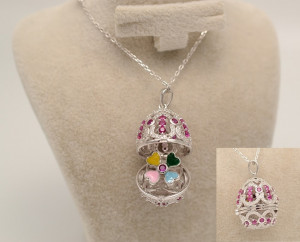 Colier Cu Lantisor Din Argint -- FABERGE DIAMOND PINK--ARG277
