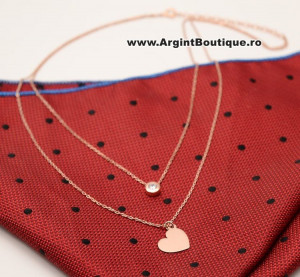 Colier Cu Lantisor Din Argint -- Inima Pink --ARG177C