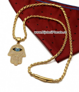 Lant inox + PANDATIV Mana lui Hamsa si Ochiul lui Horus LC147E