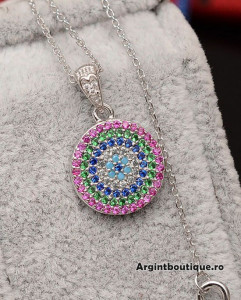 Lantisor Cu Pandativ DIn Argint -- BANUT MULTICOLOR-- ARG147