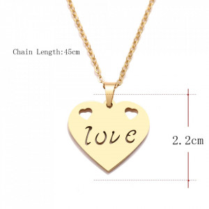 Lantisor Inox Auriu LOVE Inima - N3