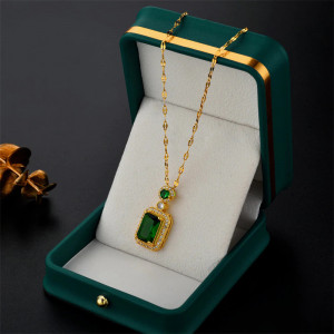 Lantisor Inox Auriu - Zirconiu Verde N1895