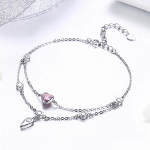 Bratara Din Argint Pink ---Heart--- Arg382X