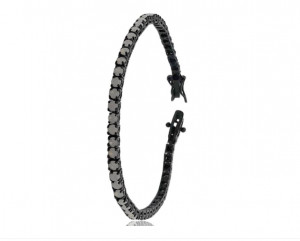 Bratara Tennis Silver Rodiat cu Rodiu Negru si Cristale Negre ARG247