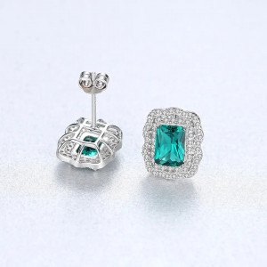 Cercei ARGINT Green Crystal Luxury Arg01X