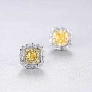 Cercei ARGINT Yellow Crystal Patrat Boho Jewelry Arg398C