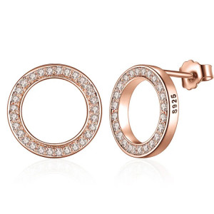 Cercei din argint cu Cerculet si Cristale Rose/Roz ARG407E