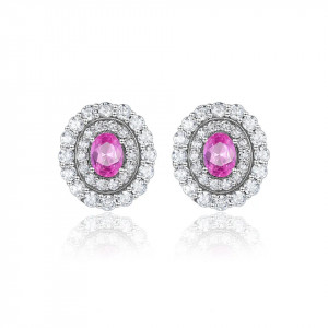 Cercei din argint cu forma ovala -Pink- ARG15A