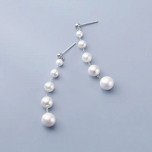 Cercei Din Argint cu Perla Model Lung 6 cm Elegante ARG197E