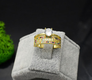Inel Argint 925 Model --Verigheta Te Iubesc --Placat Aur Multicolor ARG327H