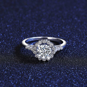 Inel Argint --Round Elegance Moissanite natural- ARG295A