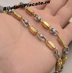Lant inox Auriu si Argintiu L7
