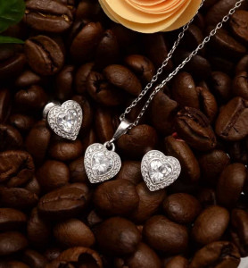 Set Argint 925 Colier Si Cercei Cu Zirconiu Heart Set367A
