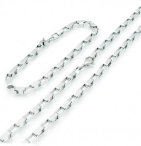 Set Lant si Bratara Cuban din Inox Masiv S188