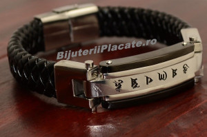 Bratara Solida Piele -CHINESE LETTERS- Inox B956