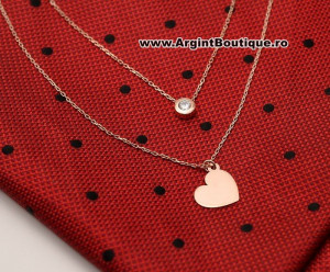 Colier Cu Lantisor Din Argint -- Inima Pink --ARG177C