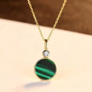 Lantisor Din Argint Auriu --- Malachite Verde --- FINUT Arg399C