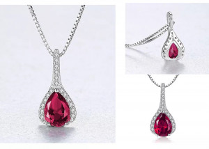 Set Cercei si Lantisor Din Argint S925 Zirconiu Rubin Duchess Red Set278C