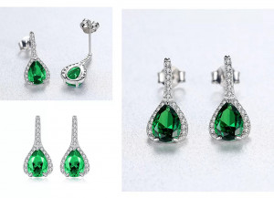 Set Cercei si Lantisor Din Argint S925 Zirconiu Verde Smarald Duchess Set279C