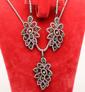 Set Din Argint Rodiu Negru Multicolor cod Set298