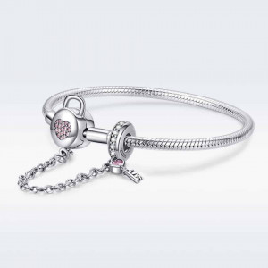 Bratara din argint -INIMA ROZ - ARG369G