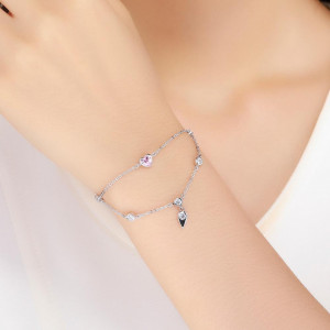 Bratara Din Argint Pink ---Heart--- Arg382X