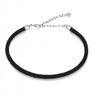 Bratara Reglabila Din Argint 925 si Snur Negru ARG404G