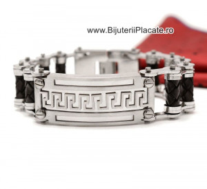 Bratara Solida cu Piele -PREMIUM- Inox cod B948F