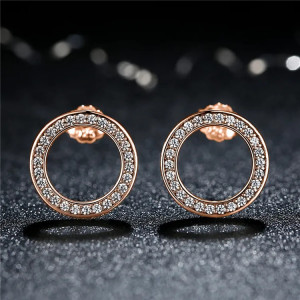 Cercei din argint cu Cerculet si Cristale Rose/Roz ARG407E