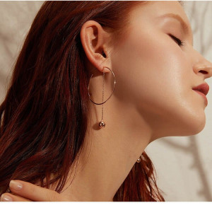 Cercei din Argint Rose Gold Hoops Arg312A