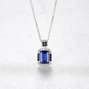 Colier din argint cu pandantiv Blue Sapphire ARG25F