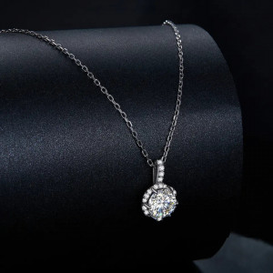 Colier din argint cu piatra Moissanite ARG404C