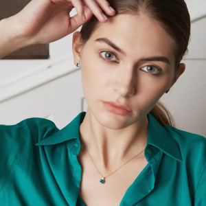 Colier Din Argint Piatra Verde Smarald Zirconiu Green ARG387C