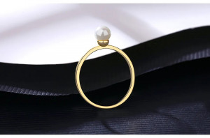 Inel Argint Minimalist cu Perla placat cu Aur -- ARG399P